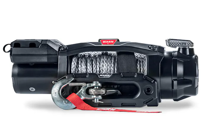 A close-up view of the low-profile housing of the ZEON XC winch