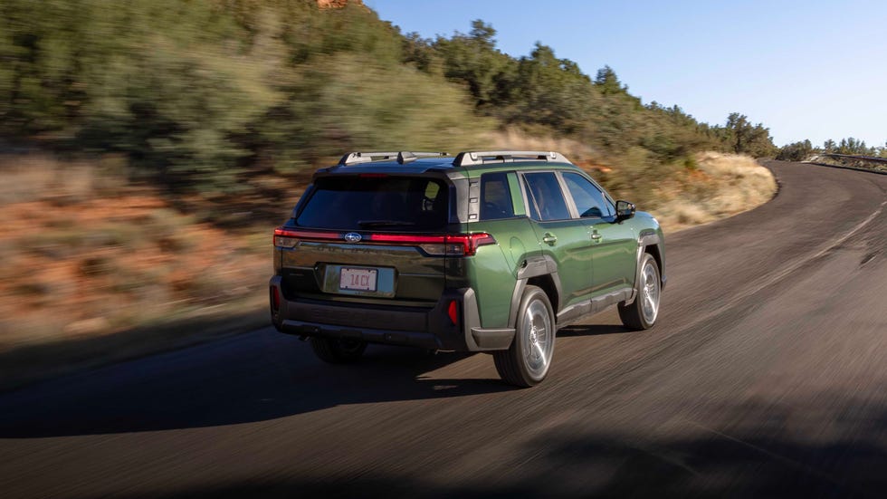 Front view of the 2026 Subaru Outback featuring its redesigned radiator grille and boxy front end