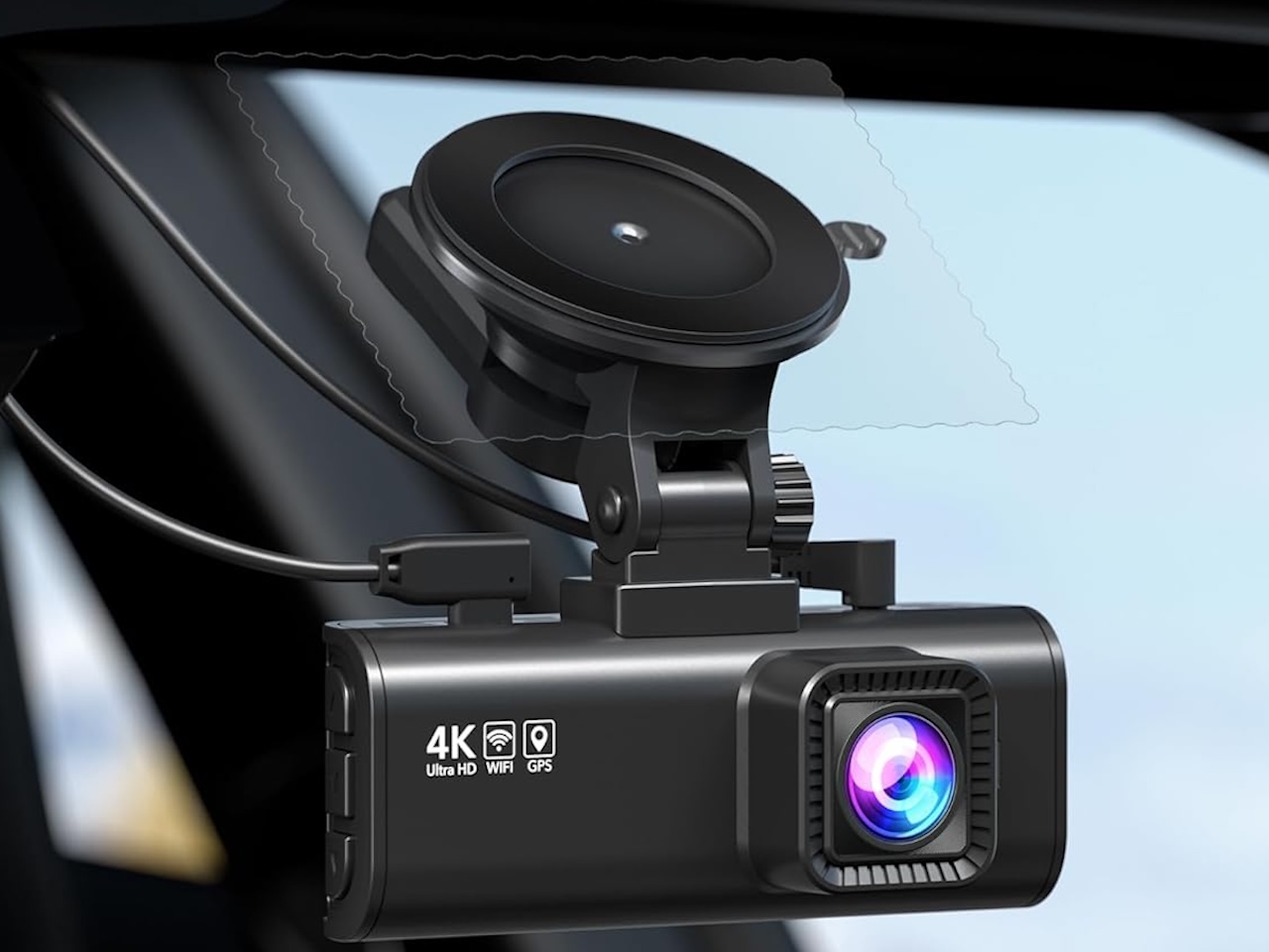 REDTIGER 4K Dash Cam showing front and rear camera units with high-definition display.