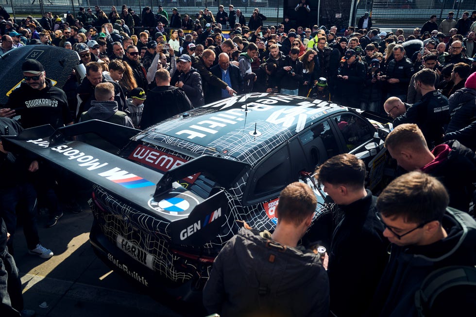 The 2026 BMW M3 Touring 24H endurance race car prepared for competition.
