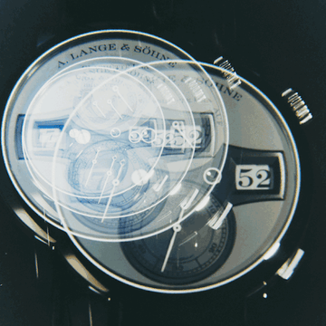 A high-end Lange & Söhne Zeitwerk watch in platinum.