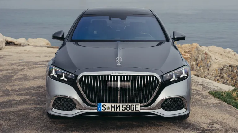 Side profile of the Mercedes-Maybach S-Class emphasizing its long wheelbase and aerodynamic lines.