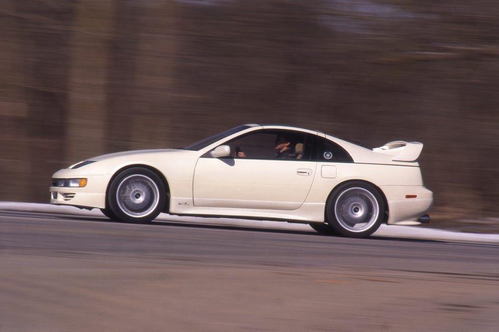 Front three-quarter view of the Stillen 300ZX SMZ showing the louvered nose panel and body kit.