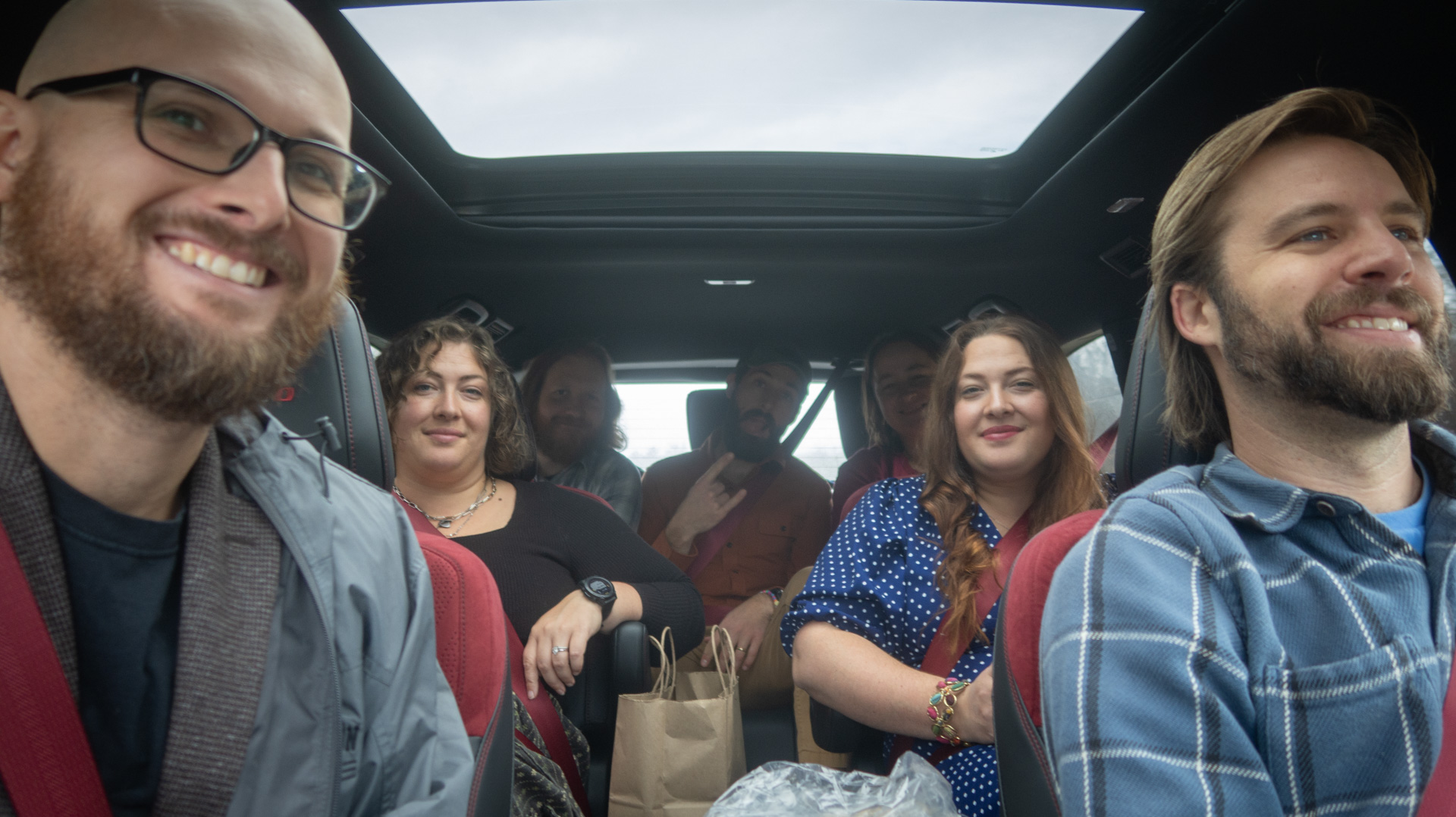 Seven passengers sitting comfortably inside the three rows of the Nissan Armada NISMO.