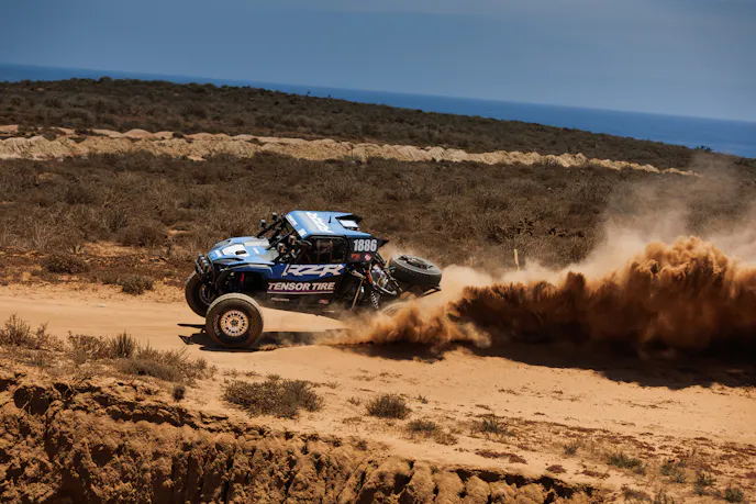 Branden Sims driving his RZR Pro R Factory during the desert race.