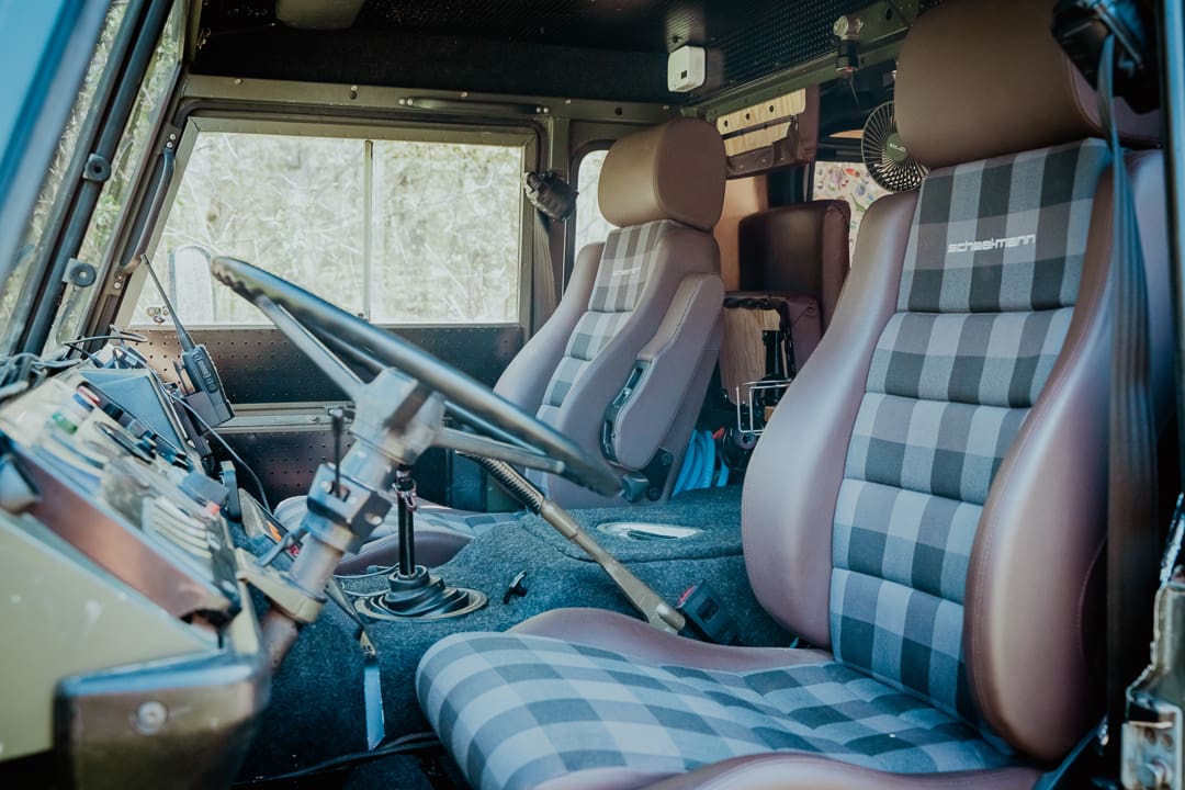 Close-up of the Mercedes OM605 2.5L turbo-diesel engine installed in the Volvo chassis.