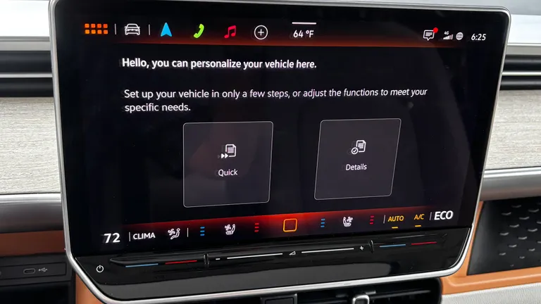 Close-up of the ID Buzz infotainment screen displaying the welcome and setup invitation.