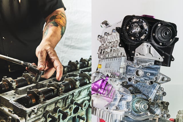 A detailed view of a Toyota 2JZ engine block.