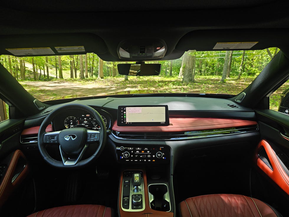 The 2027 Infiniti QX65 being tested on roads near Nashville.