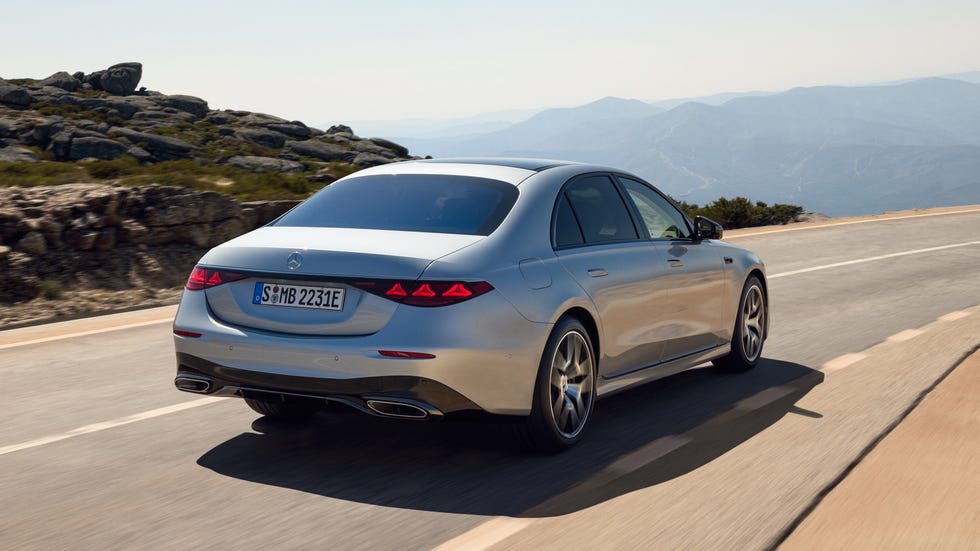 2027 Mercedes-Benz S-Class in Hightech Silver metallic with AMG Line trim.