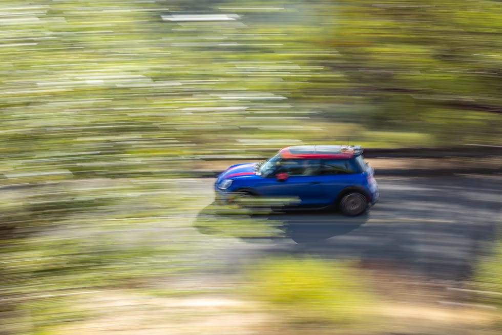 Exterior profile of the 2025-2026 Mini Cooper JCW.