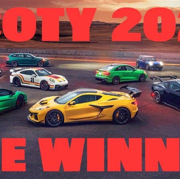 A wide variety of high-performance cars lined up for the Road and Track 2026 PCOTY evaluation.