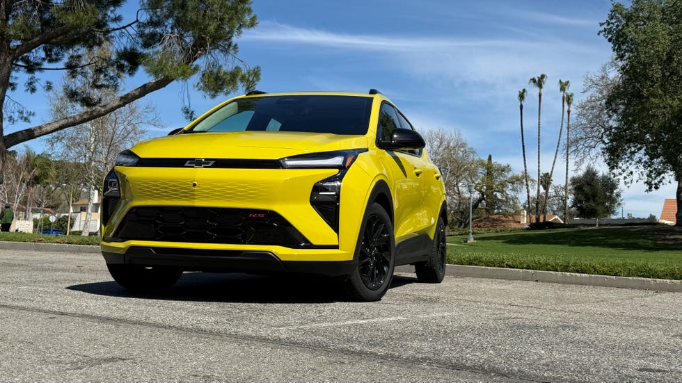Close-up of the front fascia and headlights of the 2027 Chevrolet Bolt EV.