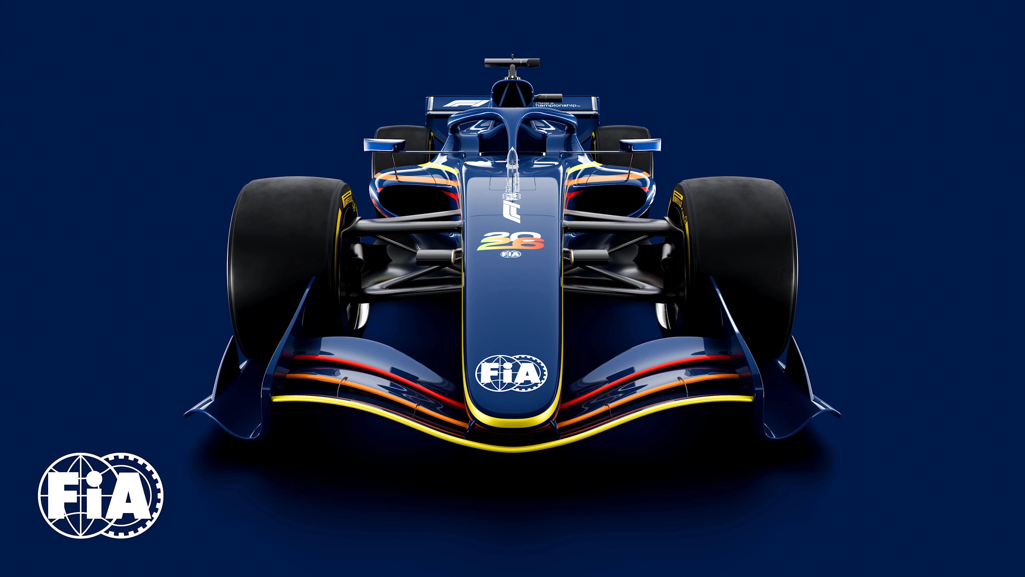 Front view of the 2026 F1 car nose showing the new two-stage impact structure.