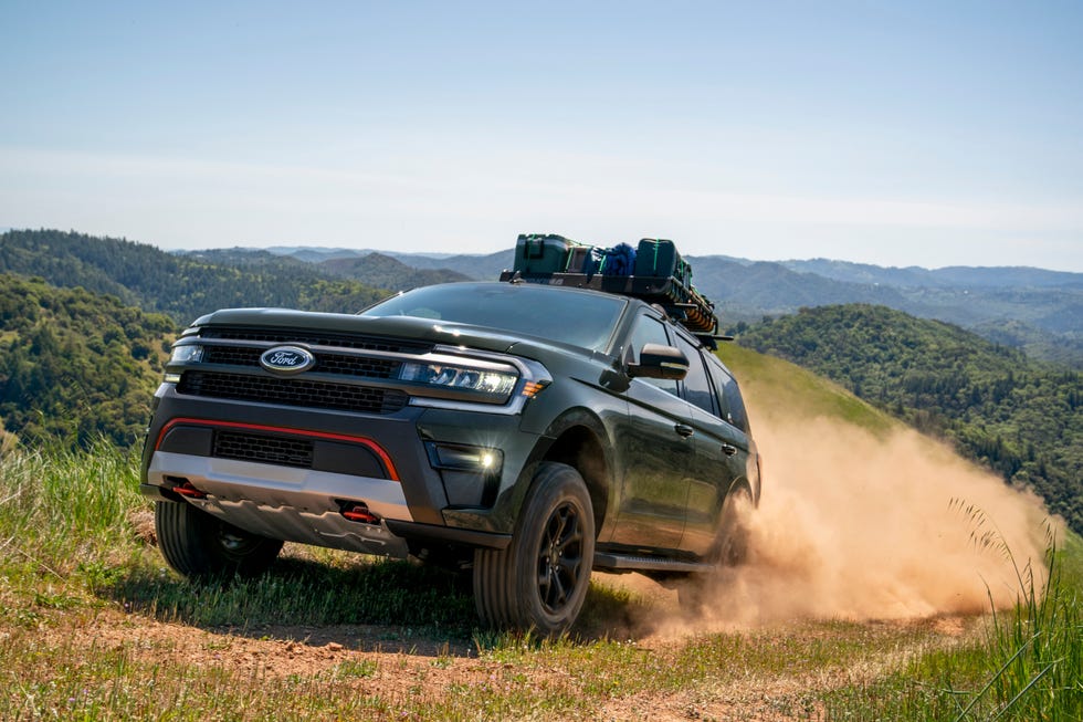 Profile view of a 2022 Ford Expedition Timberline parked outdoors.