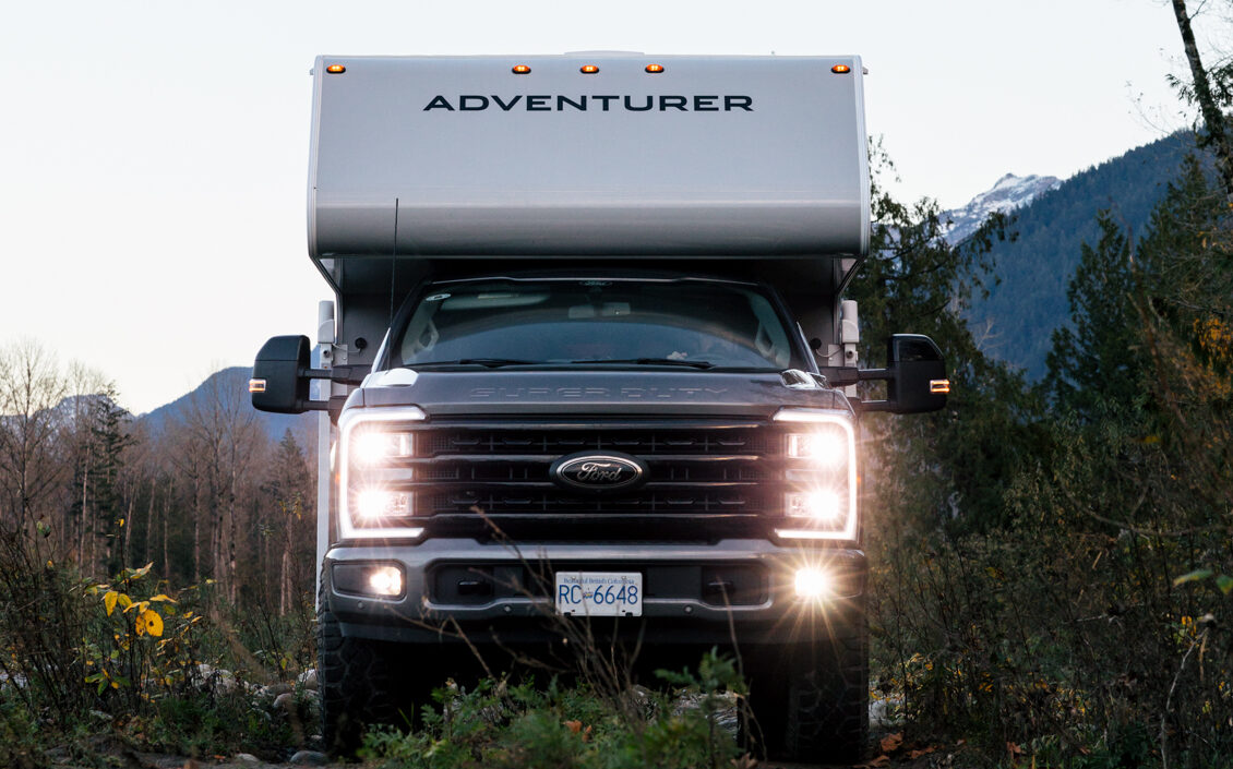 Rear view of the 80RB Overlander showing the door and mounting position on the truck bed.