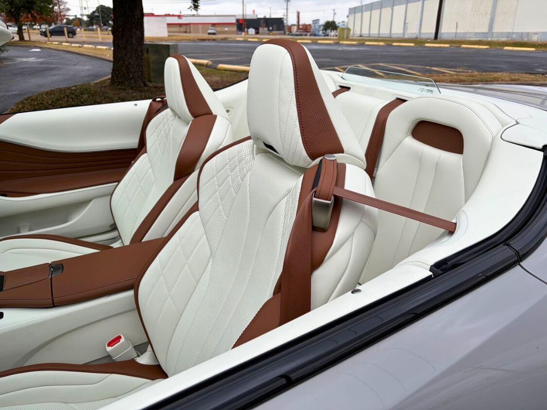 Wide view of the Lexus LC 500 interior cabin detailing.