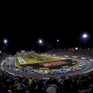 Aerial or trackside view of the Cook Out Clash at Bowman Gray Stadium.