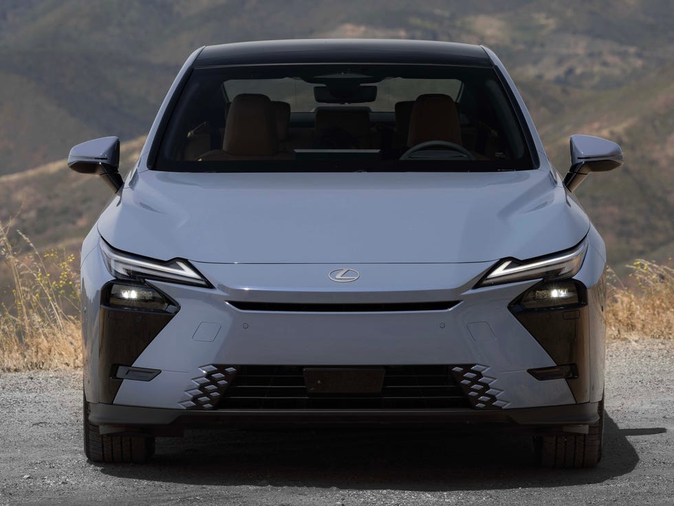 Close-up of the front grille and LED headlight signature of the 2026 Lexus ES.