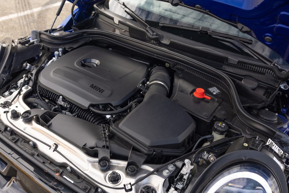 Three-quarter view of the new Mini Cooper JCW.